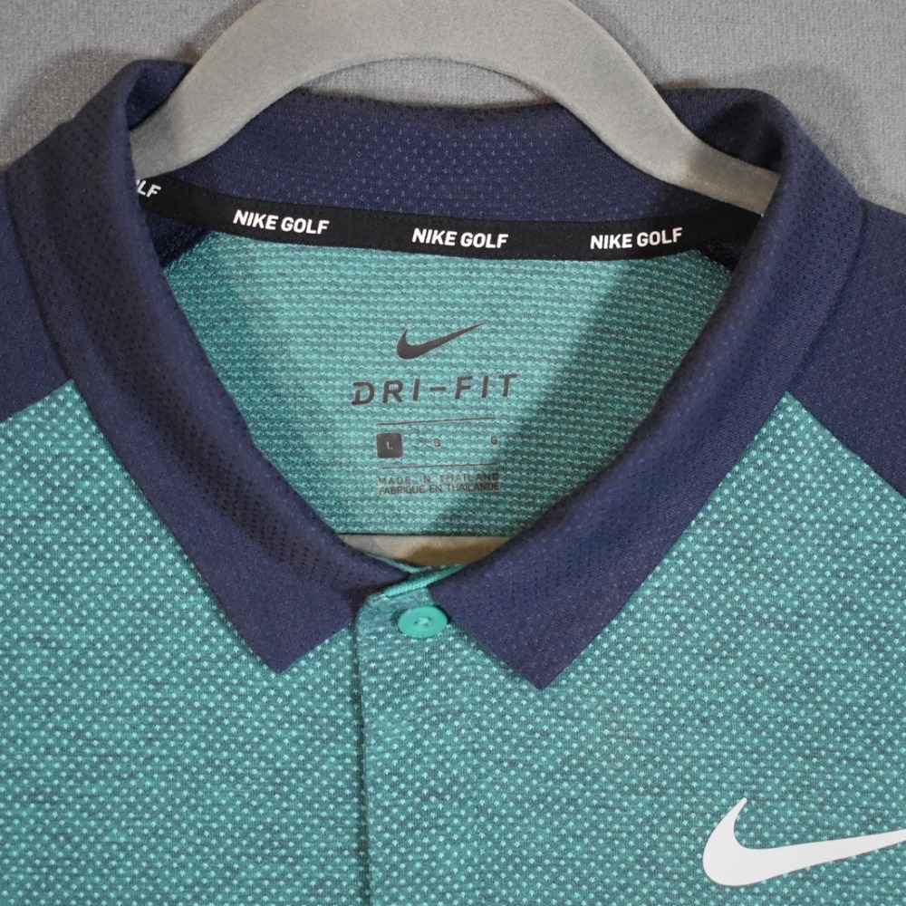Nike Dri-FIT Raglan Golf Polo with DRY Tech Large Green Blue 91189-370 - Picture 4 of 8